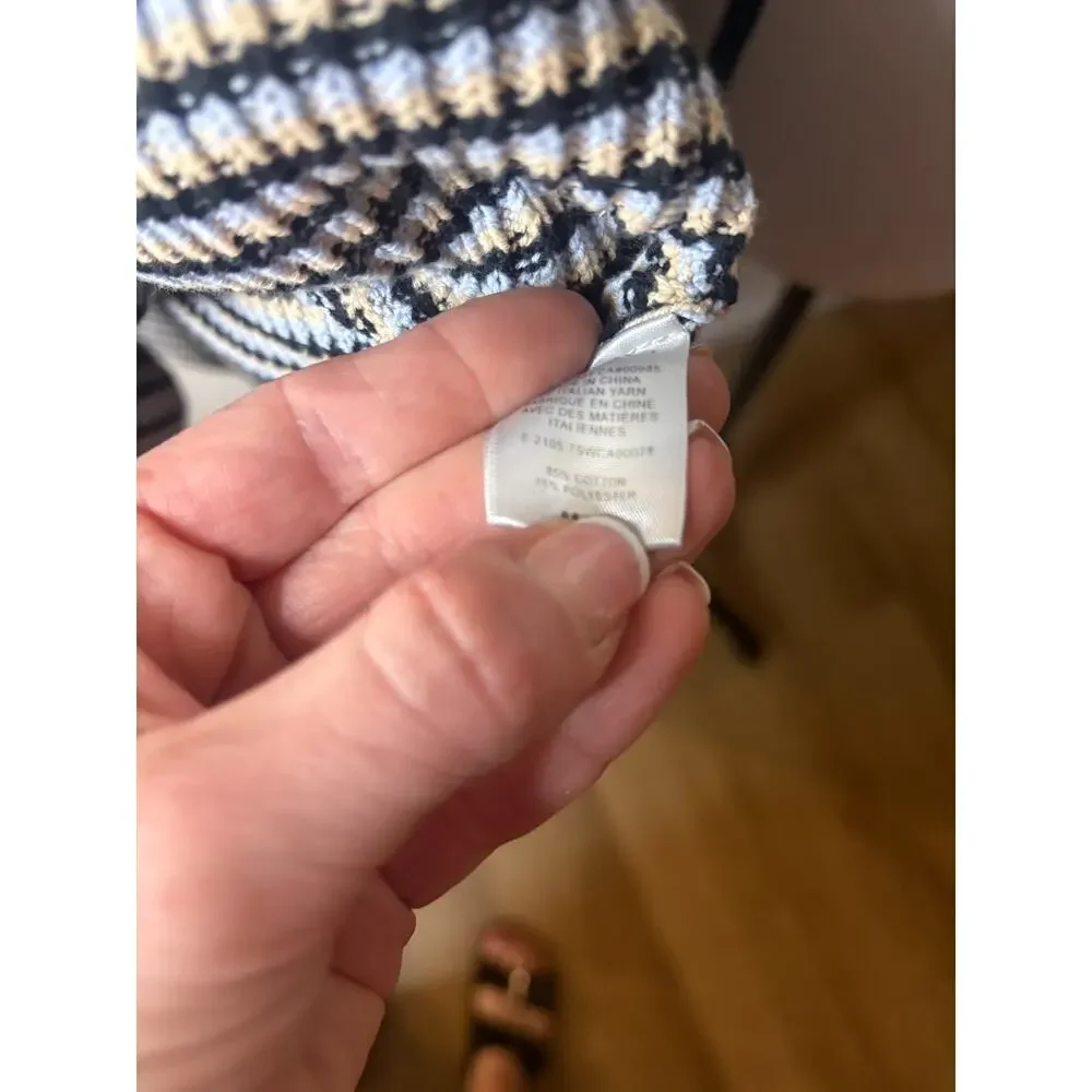 A.L.C Caspian striped Button Front cotton-blend cardigan sweater M 6-12 MSRP$398 - Picture 5 of 5